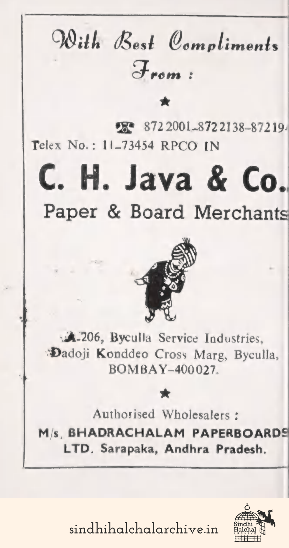 Image of AD C. H. Java & Co.
Paper & Board Merchants